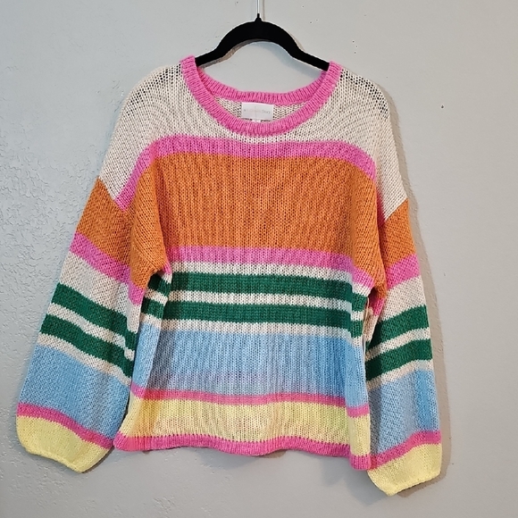 NWT - A Collective Story Multicolor Striped Sweater, Womens Medium Oversized - Picture 2 of 6